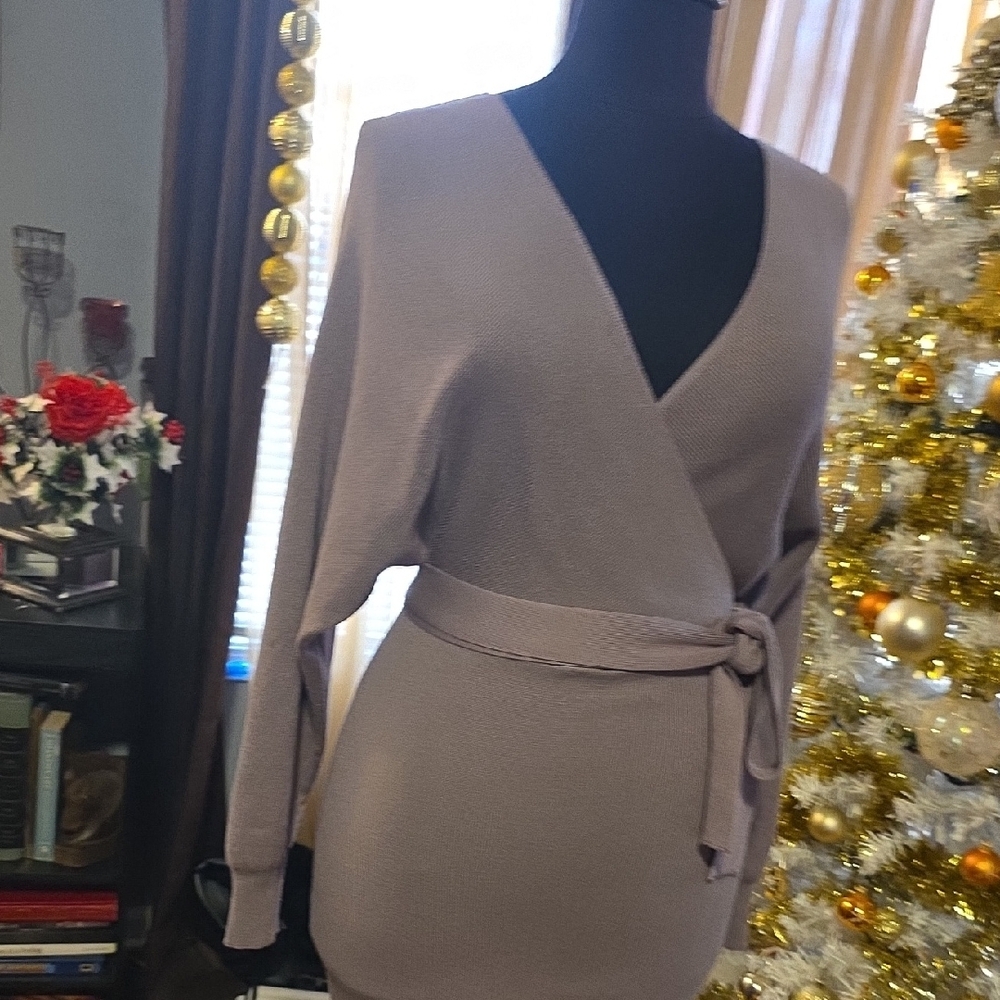 HALARA Taupe Wrap Knit Dress - Picture 6 of 16